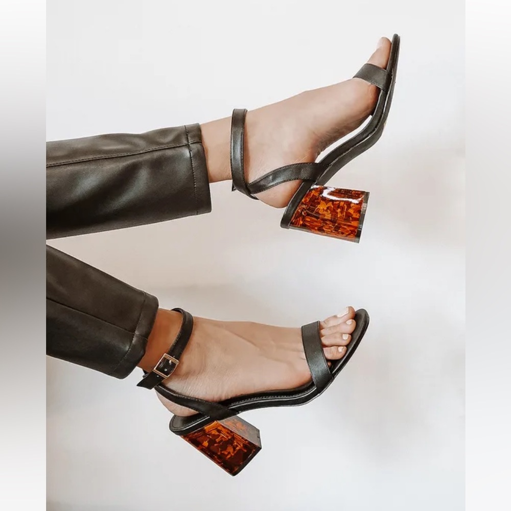 Black Ankle Strap High Heel Sandals